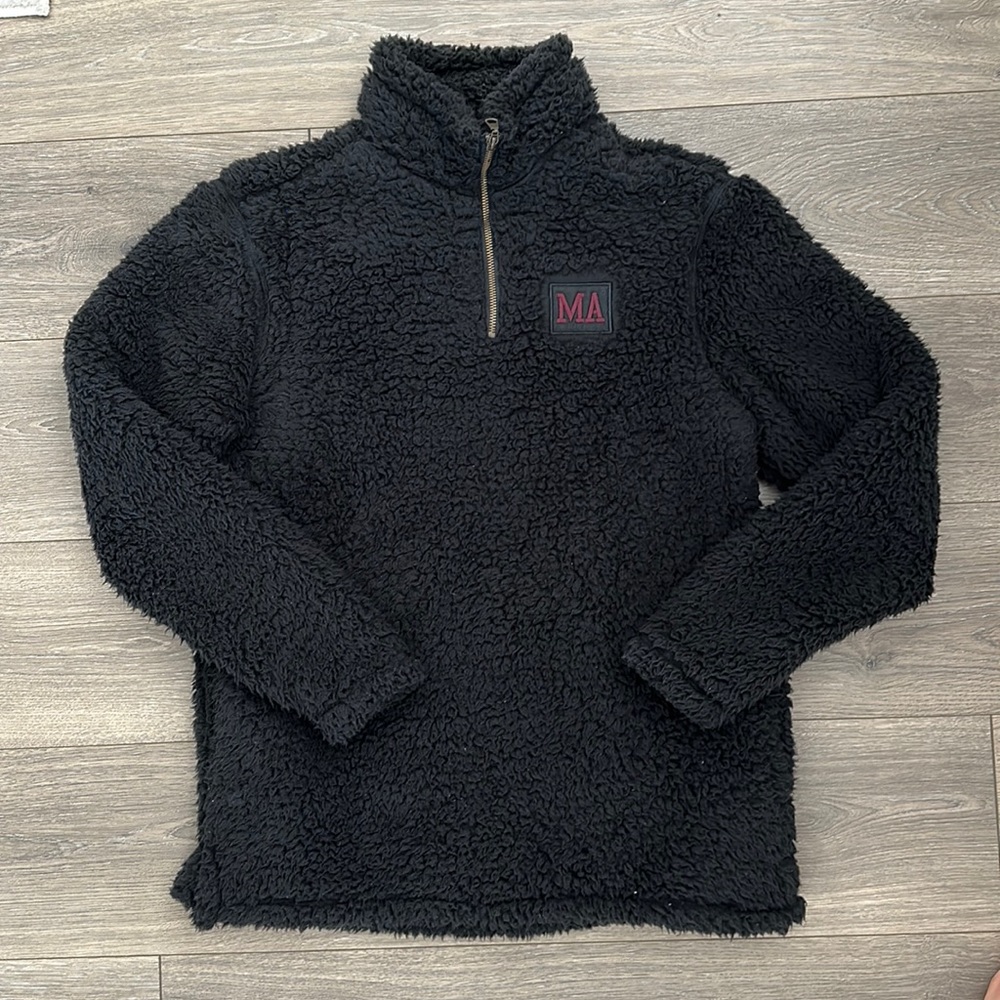 Black Quarter-Zip Fleece Pullover